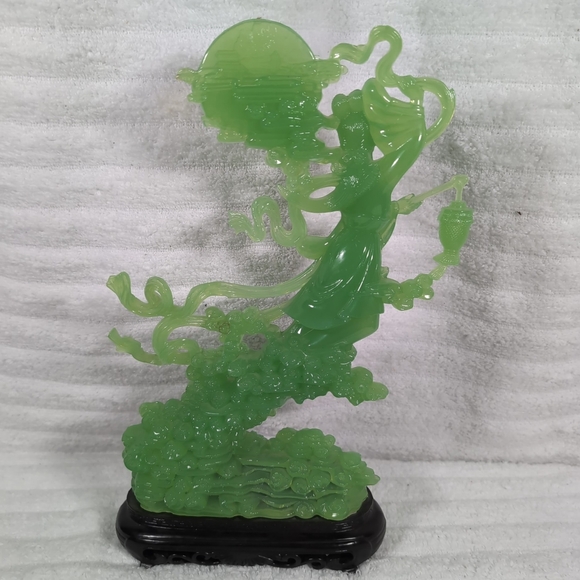 Vita Faux Jade Asian Woman Hong Kong Figure Girl Statue Decor Plastic Vintage - Picture 4 of 9